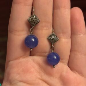 Sterling Silver and Glass Bead Drop Earrings